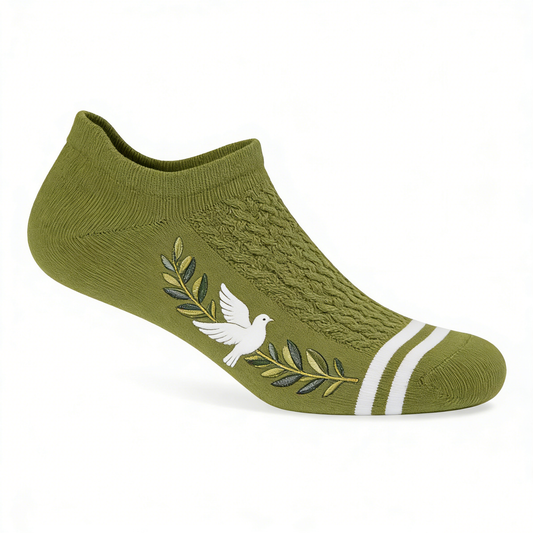 Peace Dove Green No-Show Socks