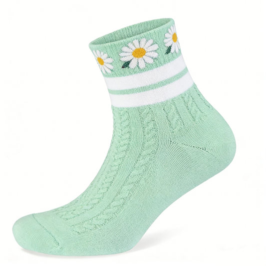 Mint Green Daisy Ankle Socks