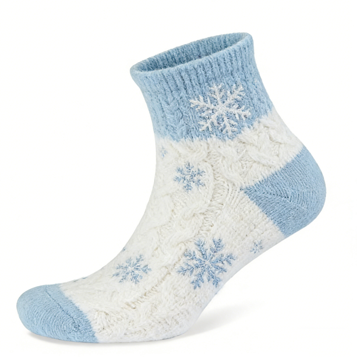 Blue White Snowflake Winter Socks