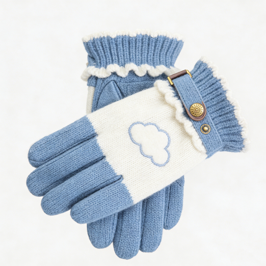 Purple Butterfly Knit Gloves