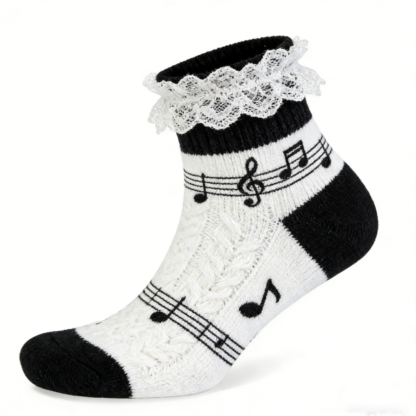 Music Note Lace Ankle Socks