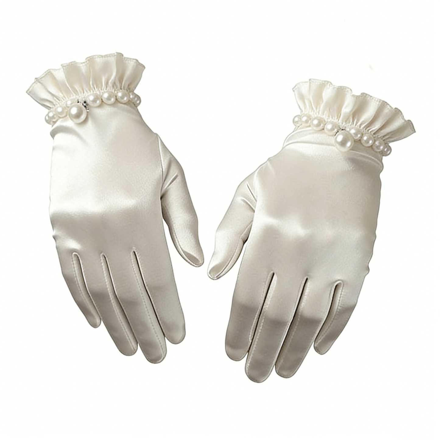 Ivory Pearl Satin Gloves