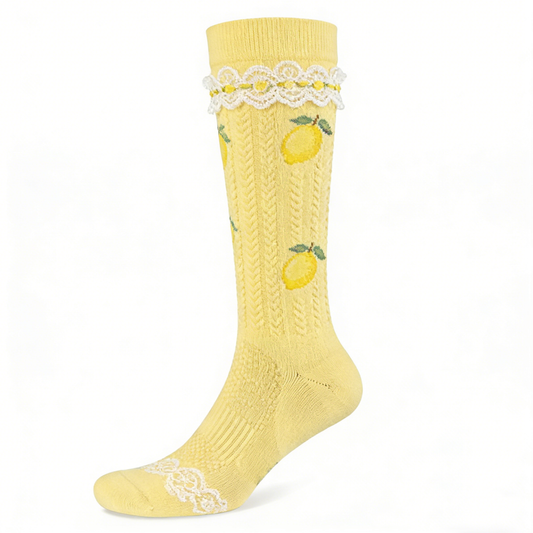 Lemon Lace Calf Socks