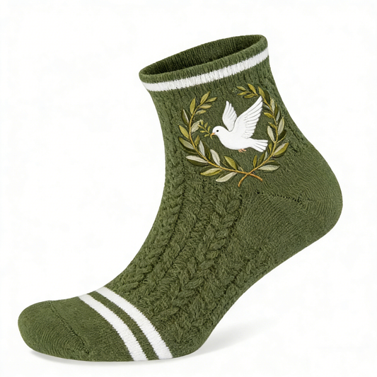 Peace Dove Green Ankle Socks