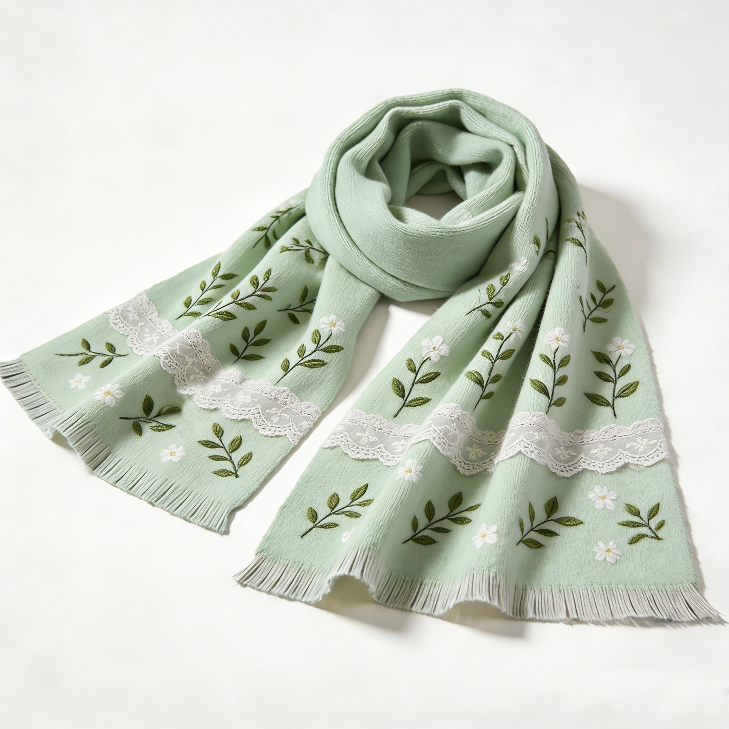 Mint Green Floral Scarf