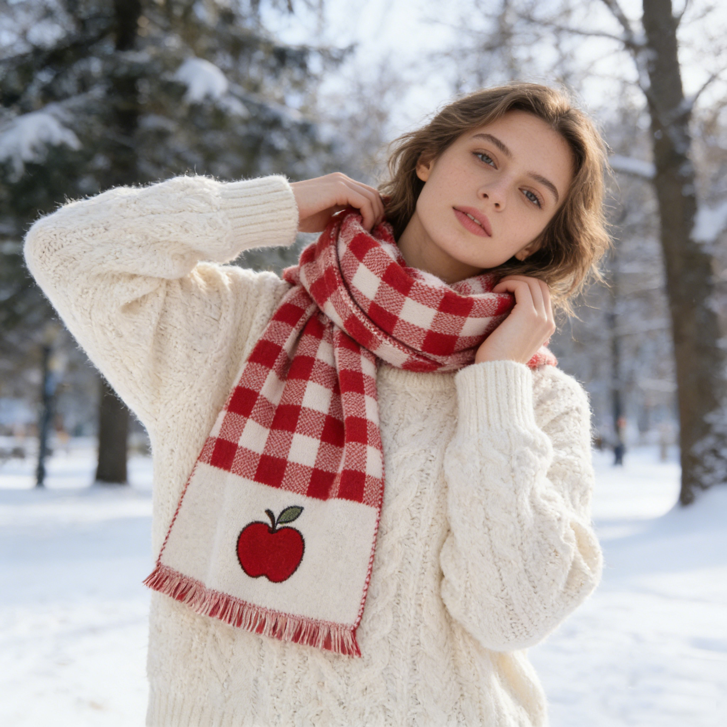 Red Check Apple Scarf