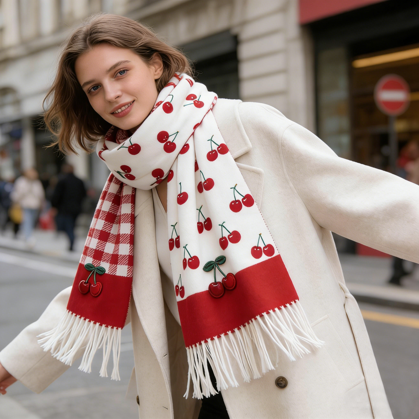 Red Check Cherry Scarf