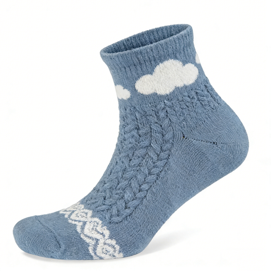 Blue Cloud Cable Knit Socks