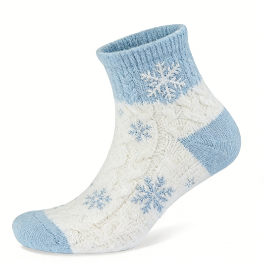 Blue White Snowflake Winter Socks