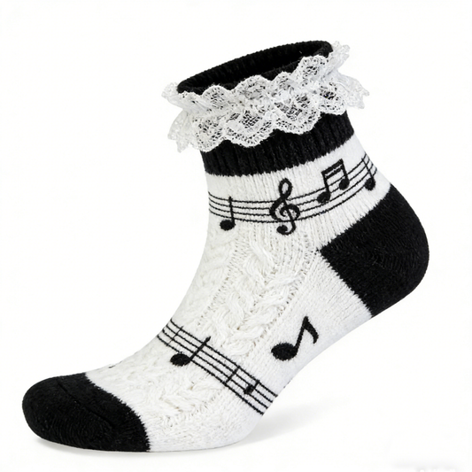Music Note Lace Ankle Socks