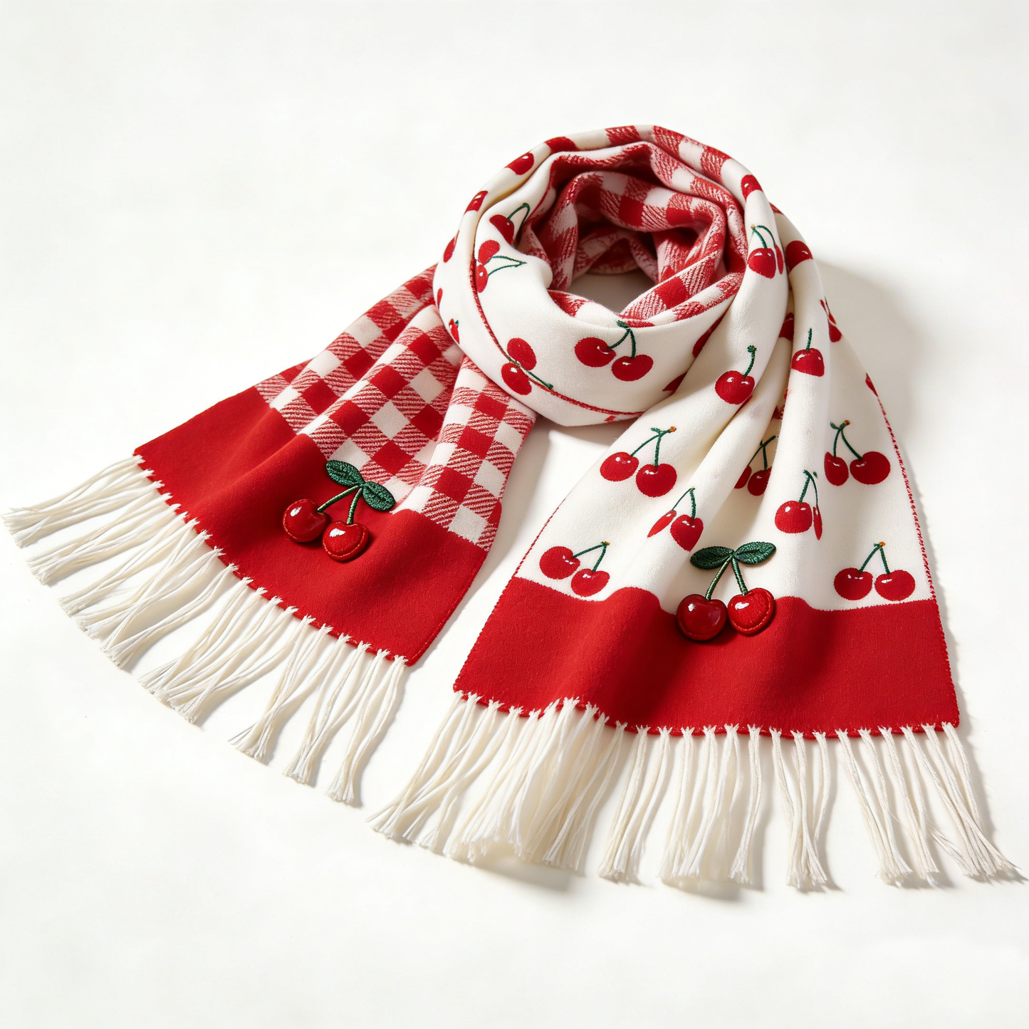 Red Check Cherry Scarf