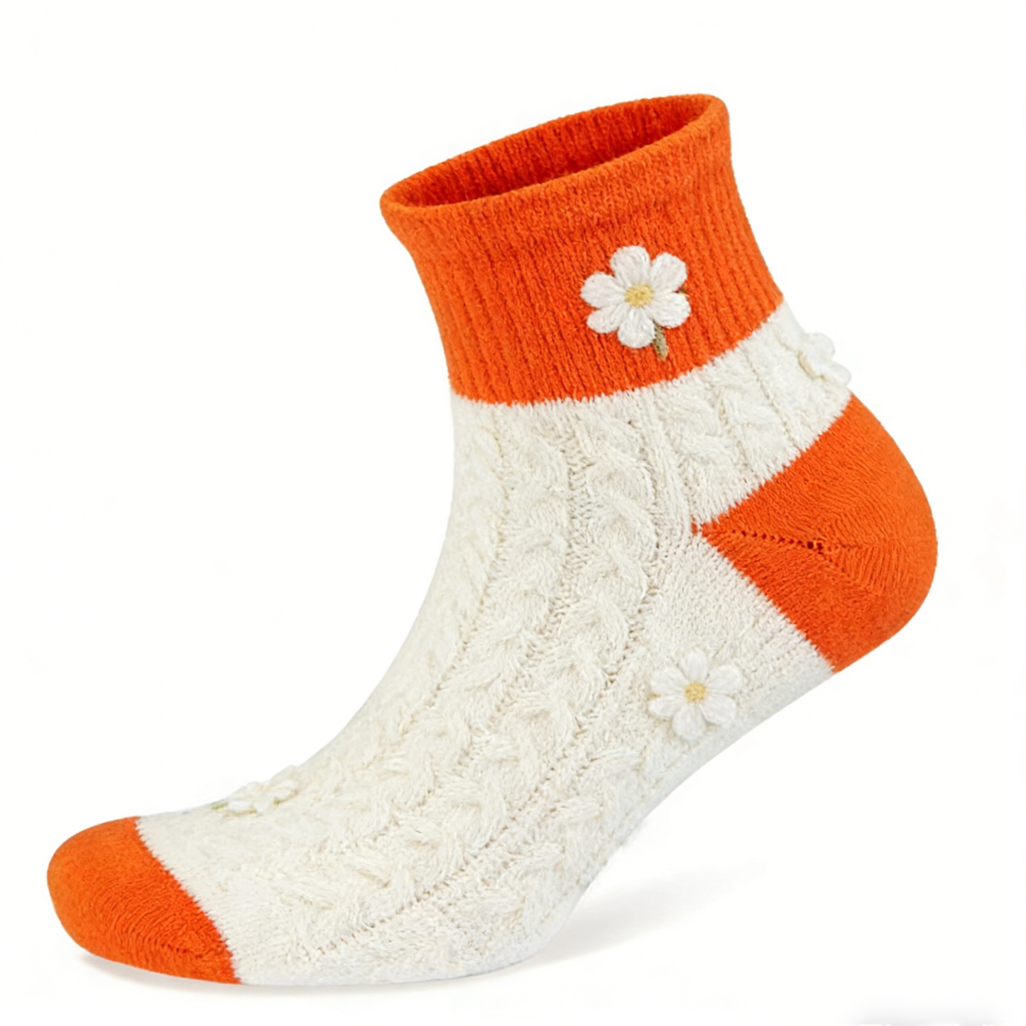 Daisy Orange Cream Ankle Socks