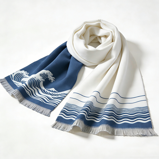 Blue Wave Print Scarf